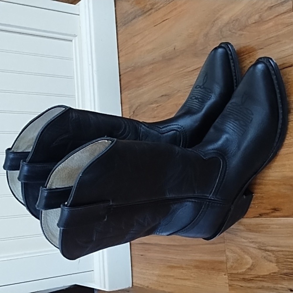Durango Black Leather Cowboy Boots